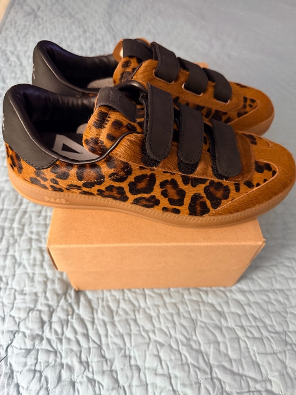 NWT Leopard Print Velcro Sneakers in Brown